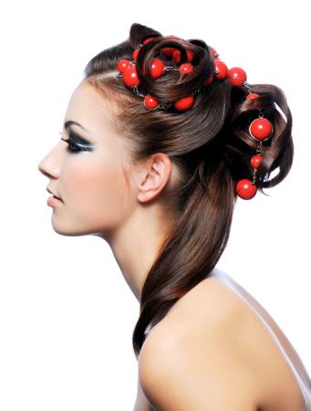 hair, woman, red, beads, naked Valua Vitaly - Dreamstime