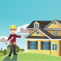 Pixwords The image with house, sky, man, helmet, worker Artisticco Llc - Dreamstime