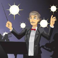 Pixwords The image with sing, orchestra, man, lights, music Artisticco Llc - Dreamstime