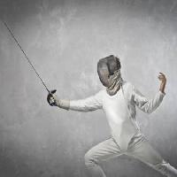 Pixwords The image with sword, man, sport, white, mask Bowie15 - Dreamstime