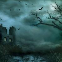 Pixwords The image with night, fog, dust, building, birds, tree, brances, castle, road Debbie  Wilson - Dreamstime