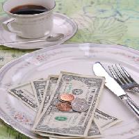 cup, coffee, coffe, money, coins, knife, fork, plate Carroteater - Dreamstime