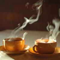 Pixwords The image with hot, coffee, coffe, smoke, cups Sergei Krasii - Dreamstime