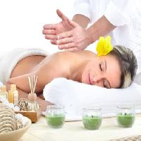 Pixwords The image with woman, therapy, massage, yellow, flower Kurhan - Dreamstime