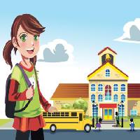 Pixwords The image with girl, woman, kids, buss, school, bell Artisticco Llc - Dreamstime