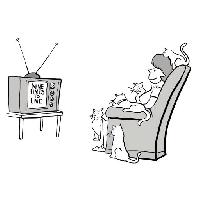 Pixwords The image with television, nine, lives, woman, cats Andrewgenn