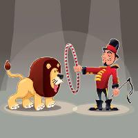 Pixwords The image with lion, man, circle, circus, animal Danilo Sanino - Dreamstime